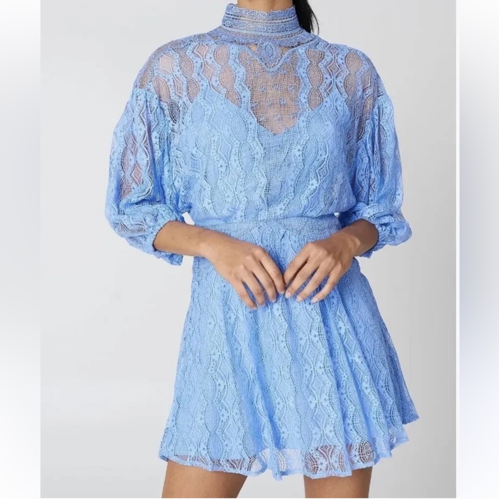 Free People Sky Blue Lace Mini Dress